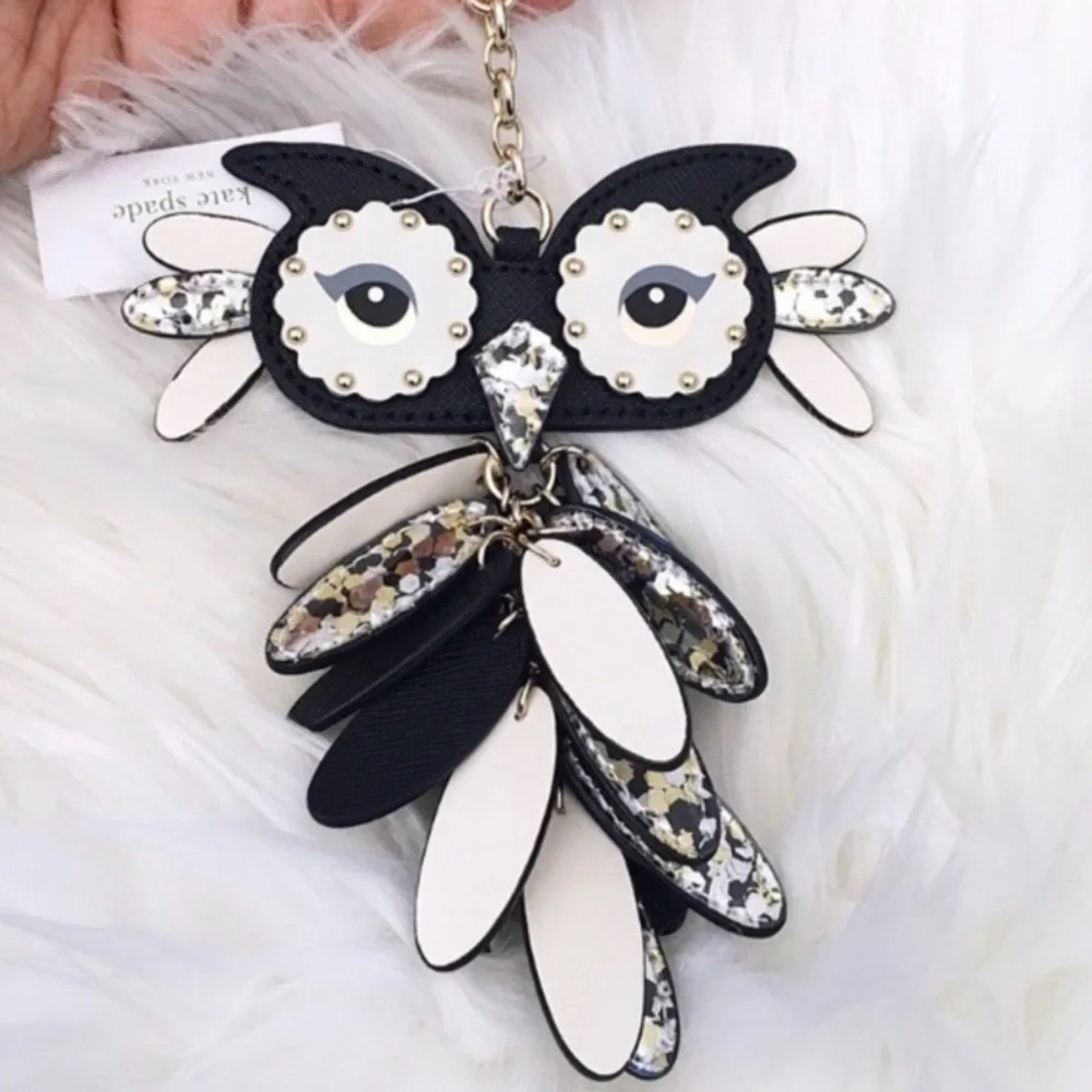 Kate Spade New York NWT Leather Owl Key Fob Key Chain